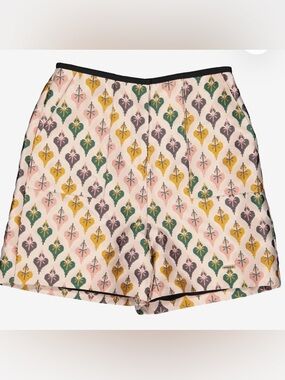 Ted Baker London White High-Waist Printed Shorts with Pink, Yellow & Green Motif